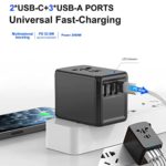International Power Adapter, Universal Travel Adapter QC 3.0 Type C PD 33.5W Plug,3 USB-A +2 USB-C Ports Wall Charger Type I C G A Outlets All in One Perfect for European US, EU, UK, AU 160 Countries