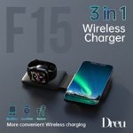 DREU Magnetic Foldable Charging Station Portable Wireless Chargers 3 in 1, Fast Wireless Charging Pad Compatible with QI Phones, i-Phone 13/12/SE/11/XS/8, Samsung, Air-Pods Pro, Ap-ple Watches
