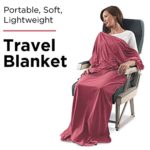 Magellan’s Portable, Lightweight Travel Blanket with Bag for Airplane, Taxi Cabs, Concerts or Picnics; Back Strap to Attach to Luggage (Red) MIF229 RD