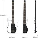 Asmuse Foldable Travel Headless Electric Guitar with Built In Headphone Jack Full-Scale Overhead Guitar ALP AD-80 Ultra-Light Portable and Rechargeable with USB Cable and Gig Bag