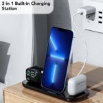 Aimtel Charging Station for Multiple Devices Apple Products 3 in 1 Charging Dock for Apple Watch 7/6/SE/5/4/3/2 Travel Charger Charging Stand for iPhone 13/12/11 AirPods Pro/3/2/1 (with Adapter)-Black