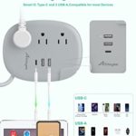 USB C Travel Power Strip,Alitayee Portable Power Strips with 3 Outlets 3 USB Ports Fast Charge, USB Extension Cord with Flat Plug and 3ft Wrapped Around Extension Cord for Cruise Travel Home Office