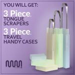 Tongue Scraper with Travel Case – 3 Pack, Fights Bad Breath, Medical Grade 100% Stainless Steel, Great for Oral Care, Tongue Cleaner for Adults and Kids, Easy to Use with Non-Synthetic Handle