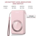 LVFAN Portable Wireless Charger for Apple Watch, 4000mAh iWatch Magnetic Charger Travel Charger Power Bank Battery Pack for Apple Watch Series 7,6,5,4,3,2,1,SE,45/44/42/41//40/38mm (Pink)