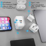 India, Maldives Power Plug Adapter Travel Set Ceptics, 20W PD & QC, Safe Dual USB & USB-C 3.1A – 2 USA Outlet – Compact – Use In Pakistan, Nepal, Bangladesh Includes Type D, Type C SWadAPt Attachments