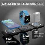 Wireless Charger 3 in 1, Magnetic Foldable Wireless Charging Station for iPhone 13/12/11 Pro Max/X/Xs Max/8/8 Plus, AirPods 3/2/pro, iWatch Series 7/6/5/SE/4/3/2, and Samsung Phones(Black)