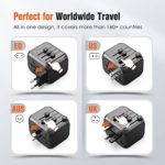 International European Travel Plug Adapter – Universal Travel Plug Adapter Travelling Essentials to US EU UK Spain Australia Ireland Switzerland Ireland Italy Worldwide with Socket 3 USB Type-C Outlet