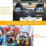 WONNIE 10.5″ Two DVD Players Dual Screen for Car Portable CD Player Play a Same or Two Different Movies with Two Mounting Brackets, 5-Hour Rechargeable Battery, Support USB/SD Card Reader
