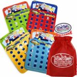 Toysmith Road Trip Bingo Cards Red, Blue, Green & Orange Gift Set Travel Bundle with Bonus Matty’s Toy Stop Storage Bag – 4 Pack