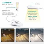 Vekkia Rechargeable Book Light, 7 LED Reading Lights for Reading in Bed. 3 Color × 3 Brightness, Up to 70 Hours Lighting, Perfect for Readers, Kids & Travel (White)