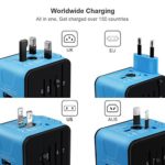 HAOZI Universal Travel Adapter, All-in-one International Power Adapter with 2.4A Dual USB, European Adapter Travel Power Adapter Wall Charger for UK, EU, AU, Asia Covers 150+Countries (Blue)