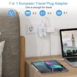 European Travel Plug Adapter, TESSAN International Power Plug Adapter with 3 USB Ports (1 USB C Port), Type C 4 AC Outlet Adaptor Charger for US to Most of Europe Iceland Spain Italy France Germany