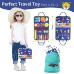 Busy Board for Toddlers – Montessori Toys Sensory Activity Board for Fine Motor Skills, Airplane Car Travel Essentials for Kids Boys Girls ( Blue )