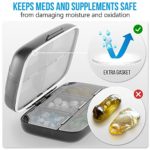 Pill Organizer Airtight Pill Box Large Pill Dispenser Home Travel Supplement Holder Portable Vitamin Sorter Jumbo Size 8 Compartment Airtight Vitamin Container Daily Medicine