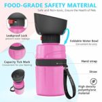 lesotc Pet Water Bottle for Dogs, Dog Water Bottle Foldable, Dog Travel Water Bottle, Dog Water Dispenser, Lightweight & Convenient for Travel BPA Free (21oz-2nd Gen Upgraded Pink)