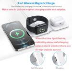 Criacr 3 in 1 Foldable Wireless Charger, Magnetic Fast Wireless Charging Pad, Compatible with iPhone 13/12/SE/11, Samsung Galaxy, Apple Watch, AirPods Pro