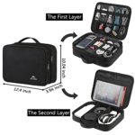 MATEIN Cable Organizer Bag, Large Travel Storage Bag Durable Tool Case with Handle for Cellphone Cord Electronics Accessories, Carrying Tech Bag for IPad (Up to 12.9inch), Powerbank, Hard Drive, Black