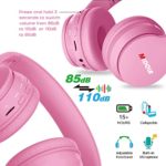 Midola Headphones Bluetooth Wireless Kids Volume Limit 85dB /110dB Over Ear Foldable Noise Protection Headset AUX 3.5mm Cord Mic for Children Boy Girl Travel School Phone Pad Tablet PC Rose-Red