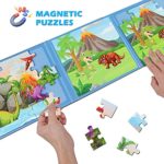 BST SHIER Magnetic Puzzles for Kids Ages 3 4 5 6, TWO-20 Piece Dinosaurs Wooden Jigsaw Puzzles Book for Toddlers, Travel Games and Travel Toys for 3 4 5 6 Year olds Boys and Girls