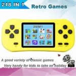 Beijue Retro Handheld Games for Kids Built in 218 Classic Old Style Electronic Game 2.5” Screen 3.5MM Earphone Jack USB Rechargeable Portable Video Player Children Travel Holiday Entertain (Yellow)