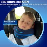 BCOZZY Kids Chin Supporting Travel Pillow for 3-7 Y/O -Stops The Head from Falling Forward– Comfortable Road Trip Essential. Soft, Washable, Small Size, Light Blue, Panda Bag and Panda Moodizz
