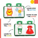 deMoca Quiet Book Montessori Toys for Toddlers – Learning Toy – Preschool Educational Toy with Toddler Activities Busy Book, Travel Toy for Boys & Girls + Zipper Bag, Green