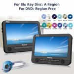 NAVISKAUTO 10.1″ Blu Ray Dual Car DVD Players with Rechargeable Battery Support 1080P Video, HDMI Out, Sync Screen, Dolby Audio, AV in & Out, USB SD (Host DVD Player+ Slave Monitor)