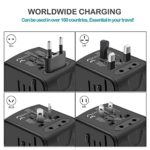 JMFONE Universal Travel Adapter,International Power Adapter High Speed 2.4A USB, Type-C Port with Worldwide AC Plug Wall Charger for European, Italy , US, and More 170 Countries (Black)