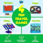 Travel Games 4-in-1 Airplane Travel Essentials, Road Trip Essentials Kids Fun Games, Easy Storage & Travel Friendly, Critical Thinking and Brain Development Skills
