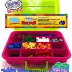 Matty’s Toy Stop Brik-Kase 2-GO 13″ Travel, Building, Storage & Organizer Container Case with Building Plate Lid (Holds Approx 1,500pcs) – Compatible With All Major Brands (Pink, Lime & Aqua)