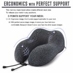 MLVOC Travel Pillow 100% Pure Memory Foam Neck Pillow, Comfortable & Breathable Cover, Machine Washable, Airplane Travel Kit with 3D Contoured Eye Masks, Earplugs, and Luxury Bag, Standard (Black)…