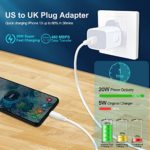 Universal Travel Adapter, US to UK Plug Adapter, 2-Pack Fast 20W International Plug Adapter USB C Wall Charger Converter for iPhone 13 12 11 Pro Max XR XS X 8,iPad, Samsung Galaxy S22,Google Pixel