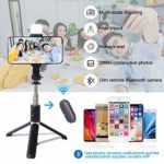 Selfie Stick & Phone Tripod,MQOUNY Portable Selfie Fill Light,Portable All-in-One Professional Travel Tripod with Remote, Compatible with Android/iPhone (Black)