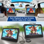 WONNIE 10.5” Dual Screen Car DVD Player with 2 Headrest Mounts Portable CD Players for Kids Built-in 5 Hours Rechargeable Battery Dual Stereo Speakers Great for Car Travel ( 1 Player+1 Monitor )