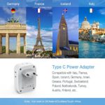 European Travel Plug Adapter, TESSAN US to Europe Plug Adapter with 4 Outlets 3 USB Charger (1 USB C Port), International Type C Power Adaptor for US to Most of Europe Iceland Spain Germany, 2-Pack