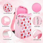 FANPL Carrying Case for Nintendo Switch/OLED/Lite Travel Bag, Pink Shoulder Backpack Set with Game Case and Thumb Grip Caps, Switch Accessories Portable Crossbody Bag with Strawberry for Girls