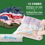 16 Compression Bags for Travel, 16-Pack Roll-Up Travel Storage Bags for Packing (16-Travel)