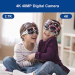 4K Digital Camera 48 MP Camera with 32GB SD Card, 16x Digital Zoom and Autofocus Compact Camera (2 Batteries)