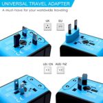 APzek Universal Travel Adapter, International Power Adapter with 3USB + 1Type C Ports, European Adapter Worldwide AC Outlet Plugs Travel Charger for Europe UK US AU Asia 200+ Countries, Blue