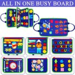Busy Board Montessori Toys for Toddlers Sensory Activity Board Gifts for Girls & Boys Preschool Learning Activities Educational Travel Toy for Learning Basic Life Skills (Blue)