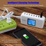 Multiple USB Charger, 60W/12A 8-Port Desktop Charger Charging Station Multi Port Travel Fast Wall Charger Hub with LCD for Smart Phones, Tablet and More (White)