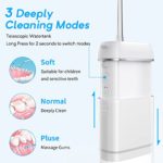 Mini Water Flosser for Teeth, Enpuly Telescopic Water Tank Oral Irrigator, USB-C Rechargeable Dental Oral Irrigator for Home and Travel (White)