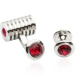 Cuff-Daddy Men’s Silver Ruby Red Swarovski Crystal Cufflinks and Studs Tuxedo Shirt Formal Set with Jewelry Presentation Box Storage Travel Special Occasions Wedding Cufflinks & Shirt Accessories