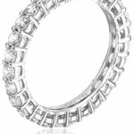 Amazon Essentials Platinum Plated Sterling Silver Round Cut Cubic Zirconia All-Around Band Ring (2.5mm), Size 7