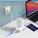 220V to 110V Converter Travel Adapter: FOVAL International Power Converter with [18W PD USB-C] 3 USB Ports 2 AC Outlets Voltage Converter US to Europe UK AU US Italy Worldwide Plug Power Adapter