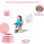 Portable Potty for Toddler Travel – Travel Potties Foldable Training Toilet Travel Potty Chair for Toddler Baby Kids Travel Potty Seat Indoor and Outdoor Pink