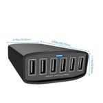 XDCDHM USB Charger, 60 Watt 12A 6-Port High Speed Travel Wall Charger Multi-Port USB Charger Hub Charging Station for Apple iPhone/iPad Air/Samsung/Tablets and More (HUB- Black)