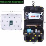 LAKIBOLE Toiletry Bag Multifunction Cosmetic Bag Portable Makeup Pouch Waterproof Travel Hanging Organizer Bag for Women Girls (Cactus&White)