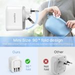 European Travel Plug Adapter – SCOOFEX Foldable Power Plug with 3 USB (1 USB C Port) and 1 AC Outlets Charger for US to Most of Europe – EU France Germany Spain Italy（Type C/L）