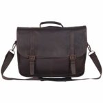 KENNETH COLE REACTION Show Business Messenger Briefcase Colombian Leather 16” Laptop Computer Portfolio Satchel Work Bag, Dark Brown, One Size